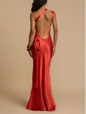 Arcina Ori | Monique Satin Backless Evening Gown in Red Rust size  S